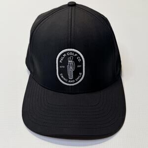 Palm Golf Co Hat Cap Snap Back Mens Black Golf Patch Logo Swing And Smile